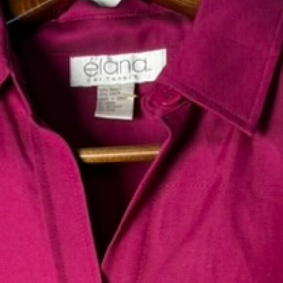Elana by Tanner Magenta Pink Linen Silk Blend Button Front Blouse 14 - Picture 4 of 4